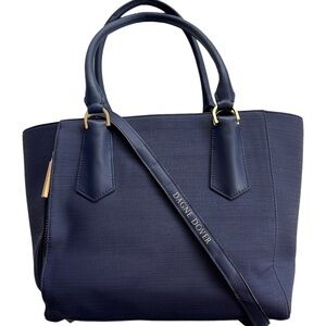 Dagne Dover Saffiano Laptop Bag Midnight Blue Shoulder Bag Purse